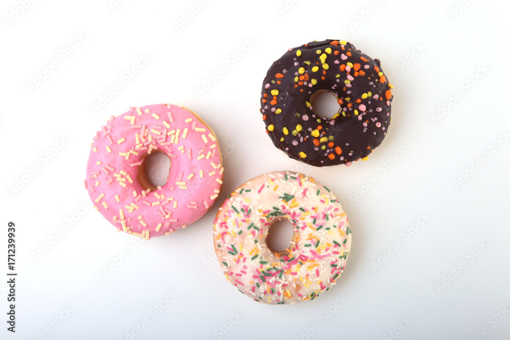Homemade Traditional polish sweets doughnuts isolated on white background.