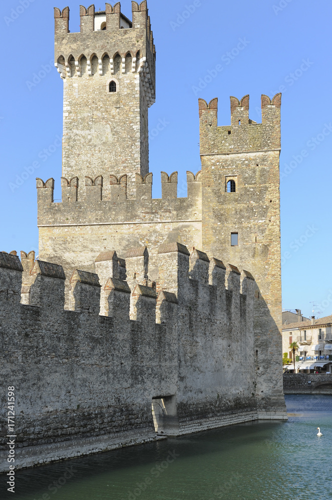 Scaliger castle - the 13th century fortress in Sirmione, Lake Garda,Italy