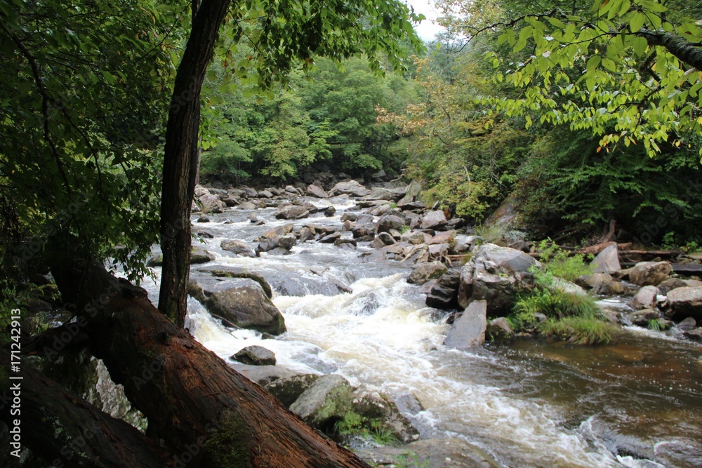 Cullasaja River in Highlands NC off Hwy 64 after a heavy rain the previous night Cullasaja River in Highlands NC off Hwy 64 after a heavy rain the previous night