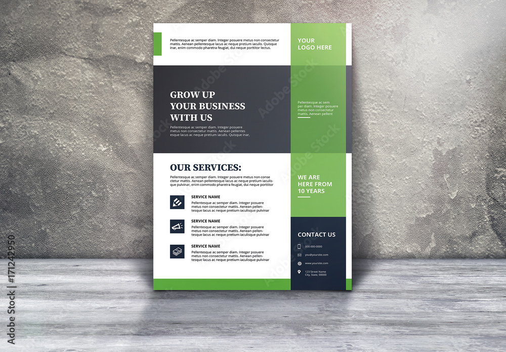 Corporate Business Flyer with Green and White Accents 1 Stock Template ...