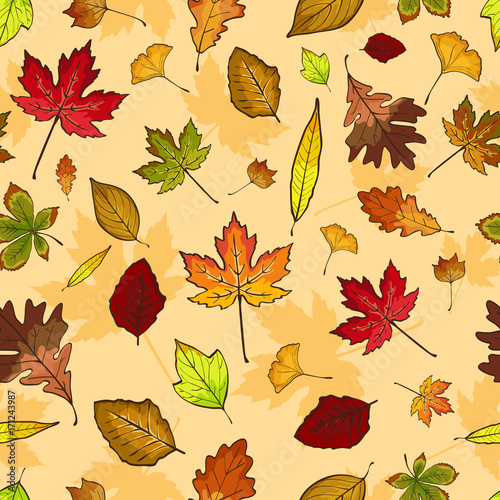 Autumn Leaves Seamless Pattern Wallpaper