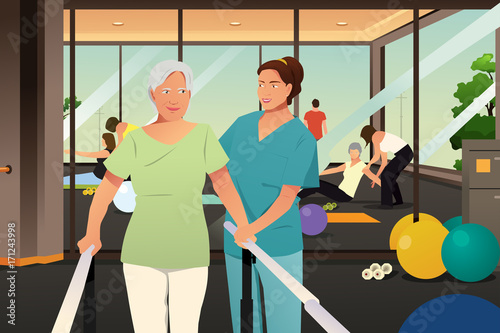Physical Therapist Working on an Elderly Patient