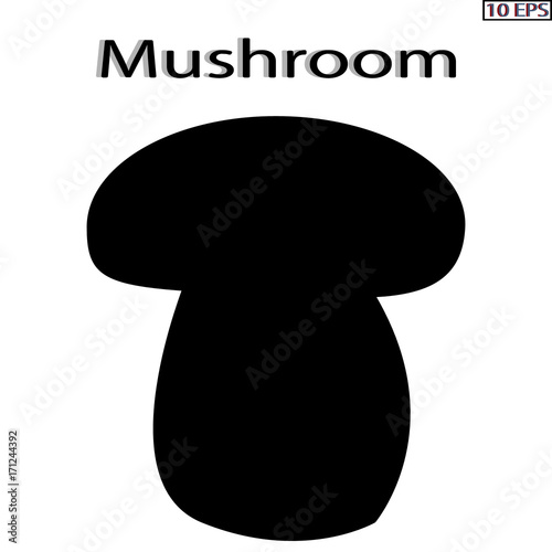 Mushrooms. Black icon. Set mushrooms. Edible fungus. Illustration to culinary sites or cook book. Recipe mushrooms, vegetarian menu, kitchen interior design. Vector illustration.