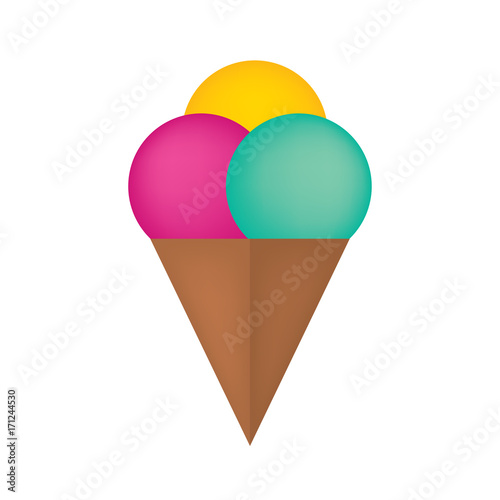 fruit ice cream scoops- vector illustration