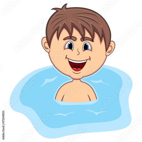 Boys swim cartoon