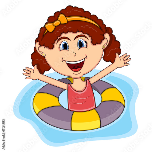 Girls swim cartoon