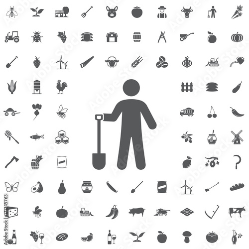 Gardener with shovel icon