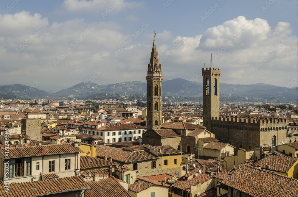 panorama of roofs and towers of Florence