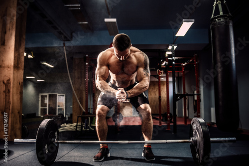Muscular fitness man prepar...