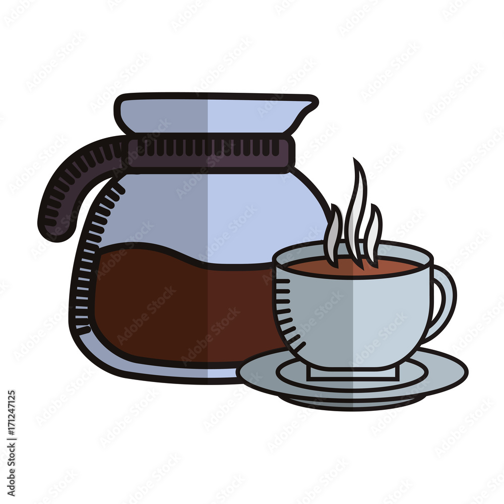coffee pot and cup icon over white background vector illustration coffee pot and cup icon over white background vector illustration