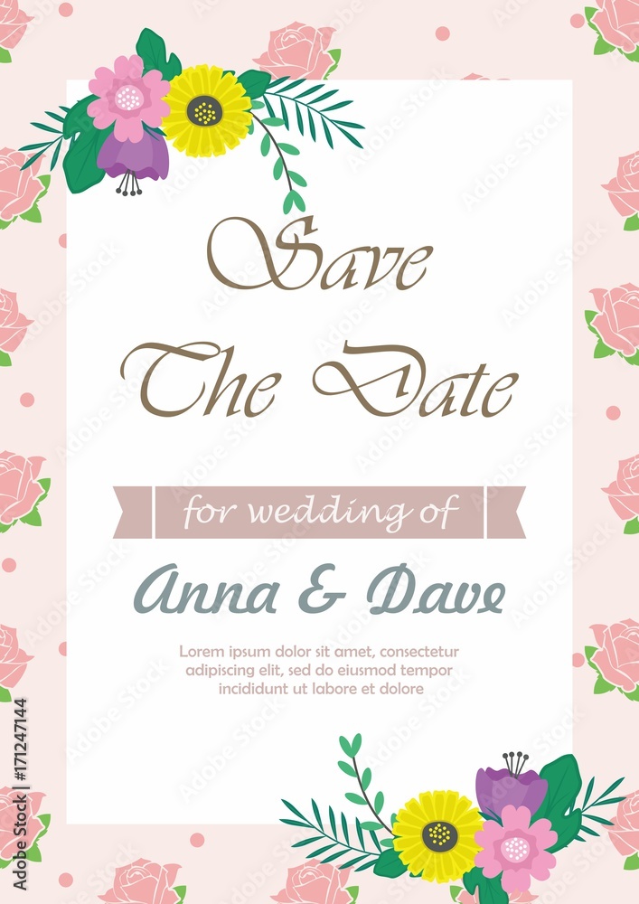Wedding Card, Cute Background, Flower Frame