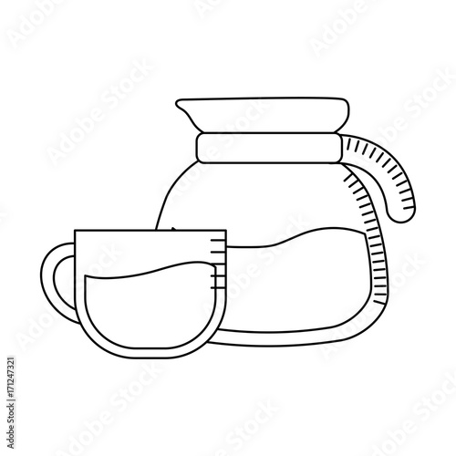 coffee pot and  cup icon over white background vector illustration