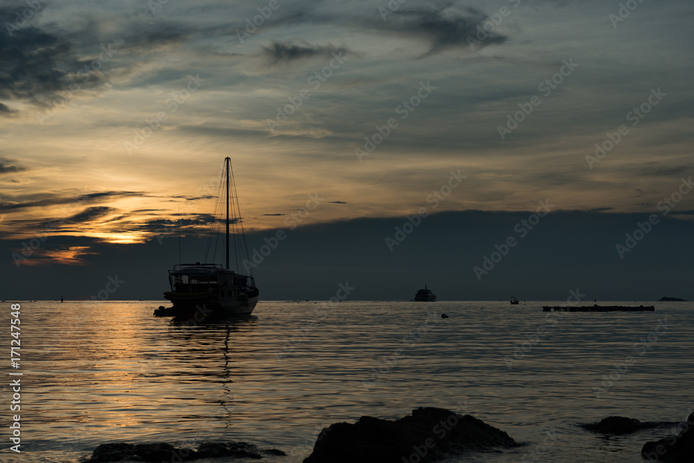 Twilight sea scene of Koh Phangan, Thailand