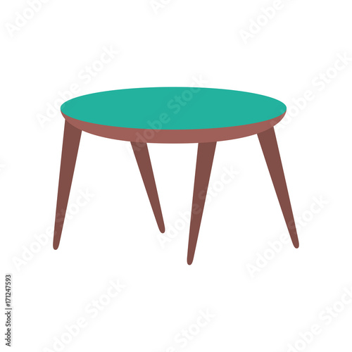 wooden round table furniture decoration vector illustration