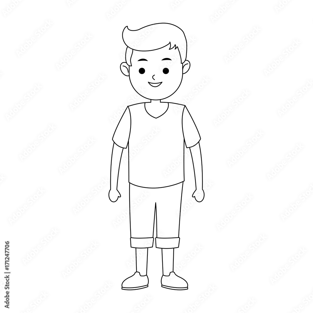 happy boy standing icon image vector illustration design 