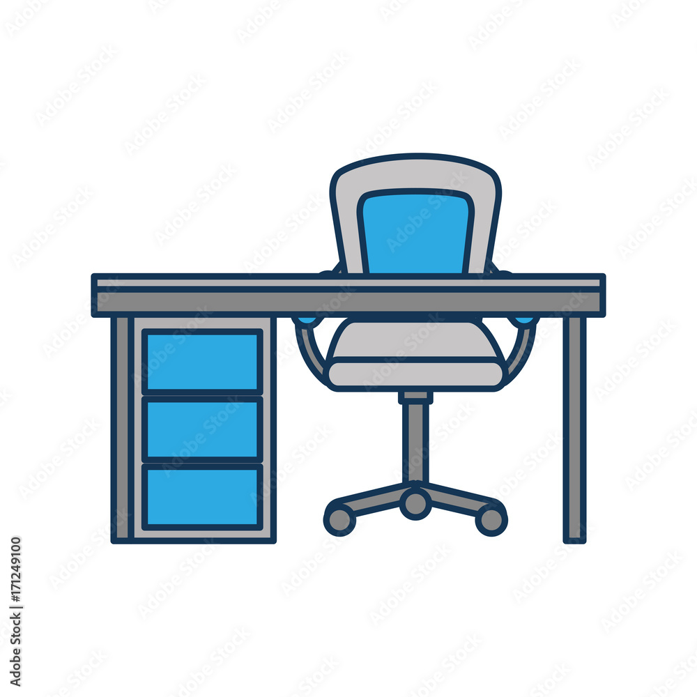 wooden desk and armchair furniture work elements vector illustration wooden desk and armchair furniture work elements vector illustration