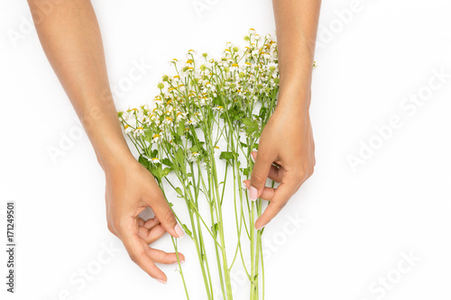 Hands and flowers