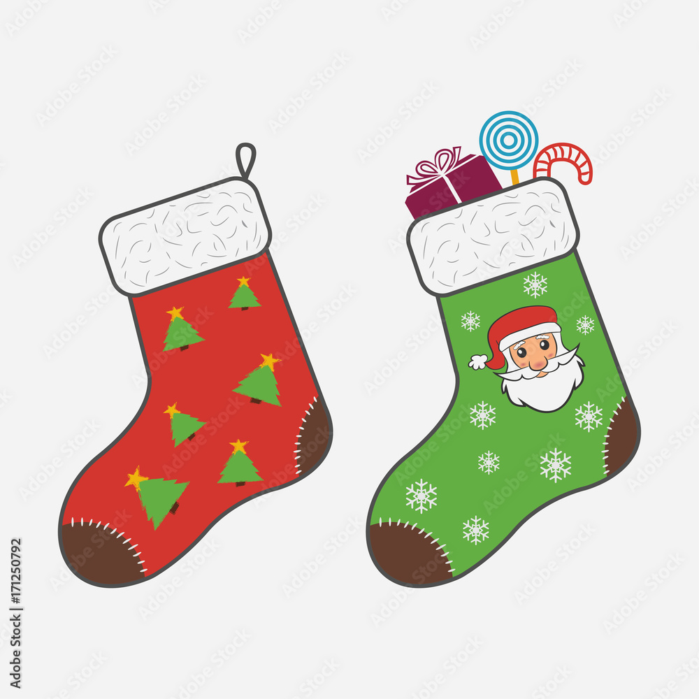 Christmas socks. Vector illustration.