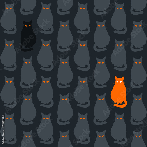 seamless pattern with scary cats