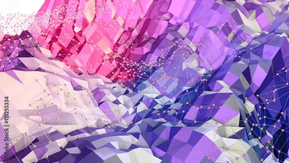Vidéo Stock Soft geometric low poly motion background with pure blue ...