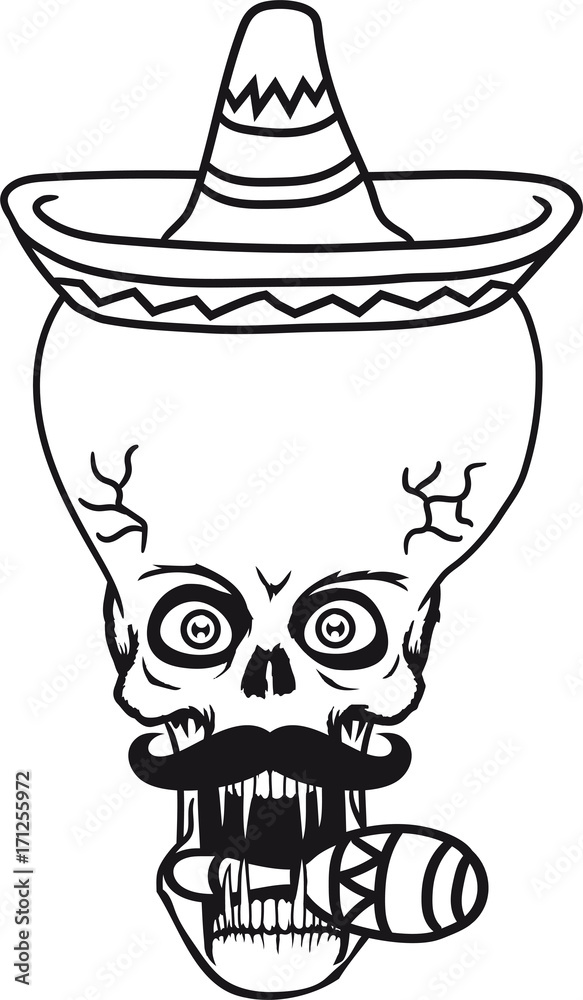 kopf gesicht sombrero rasseln hut mexikaner mustache schnurrbart mexikanisch böse hässlich ekelig tentakel monster horror halloween grusel ausserirdischer cool aliens Ufo