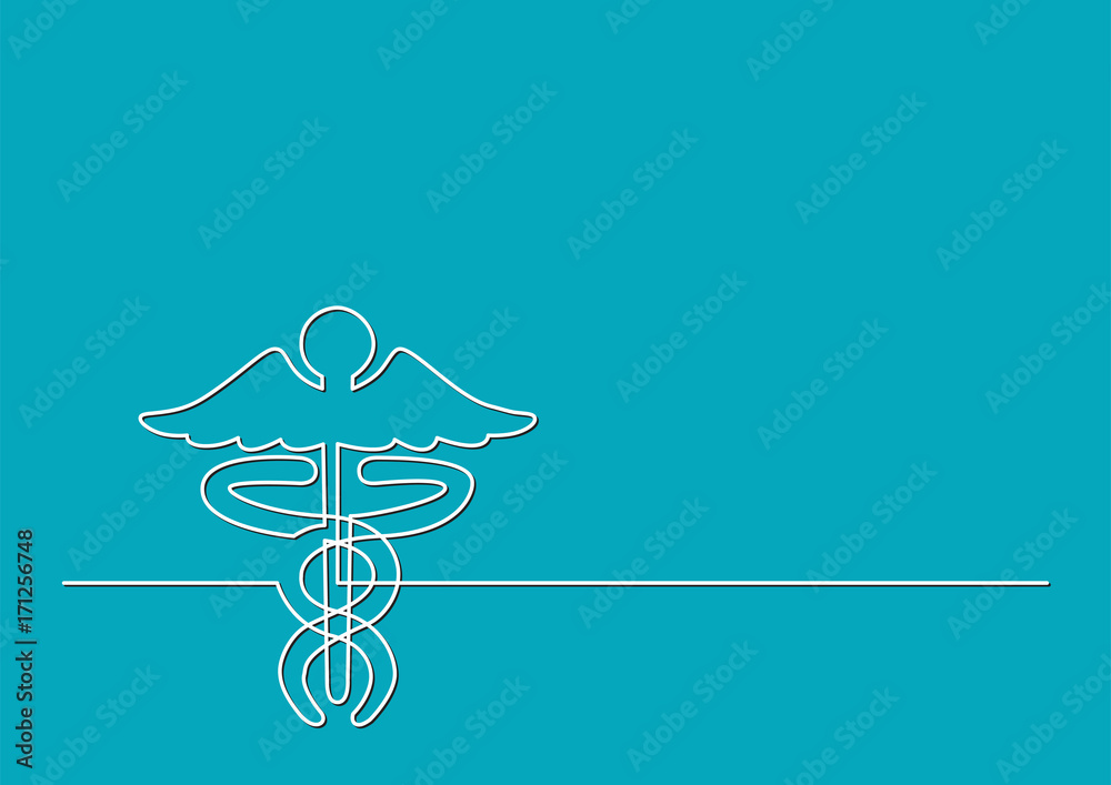 one line logo design of caduceus as a symbol of medicine one line logo design of caduceus as a symbol of medicine