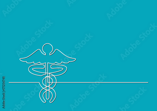 one line logo design of caduceus as a symbol of medicine