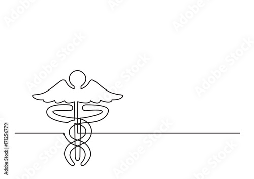 one line logo design of caduceus as a symbol of medicine