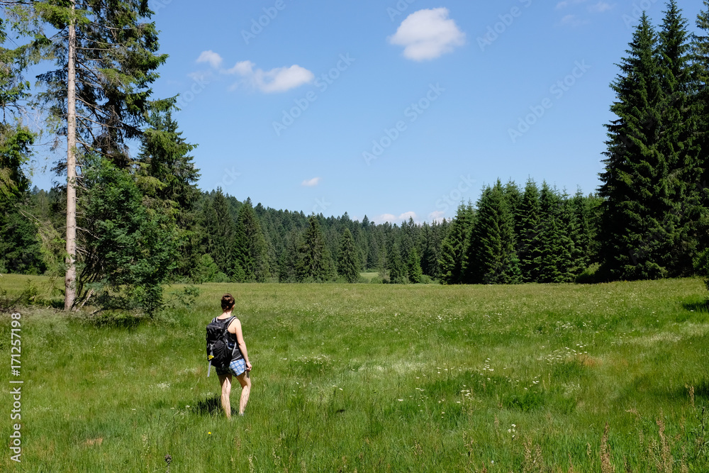 female hiker enjoying view in the Black Forest