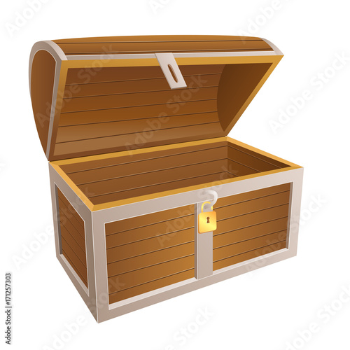 vintage wooden chest with open lid vector illustration