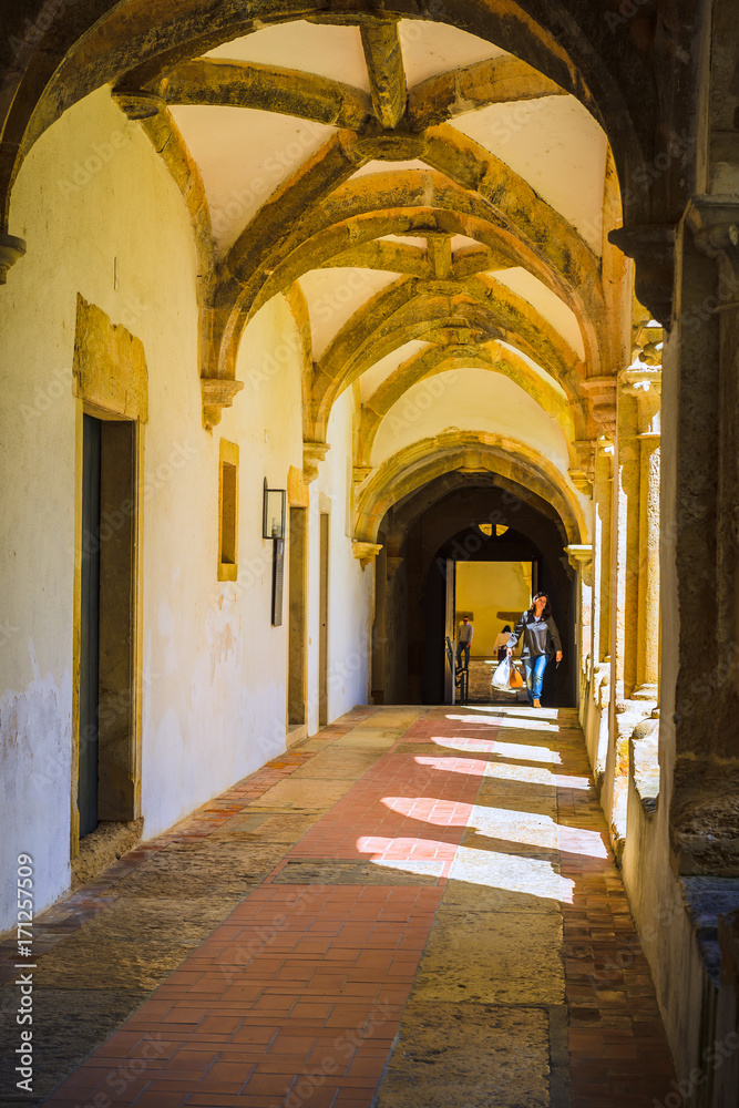 Beautiful monastery of the Order of Christ in the city of Tomar. Santarem District. Portugal.