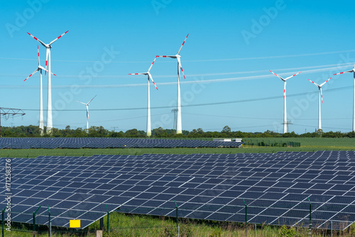 Renewable energy and power grid lines seen in Germany photo