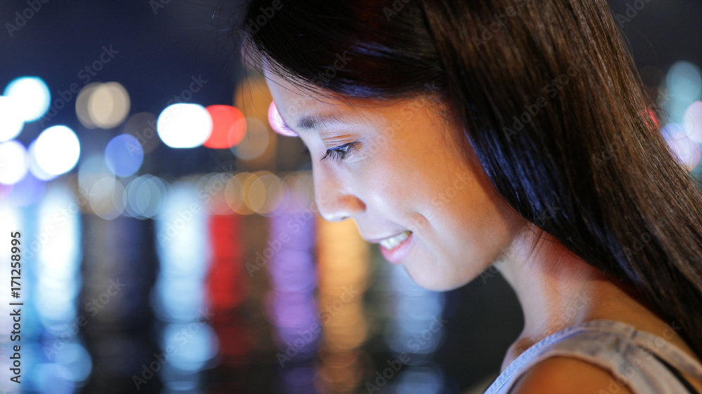 Close up of woman looking at the screen Close up of woman looking at the screen