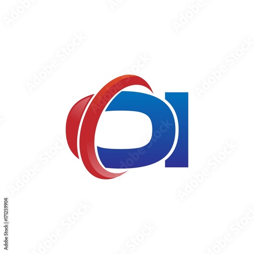 modern vector initial letters logo swoosh oi red blue