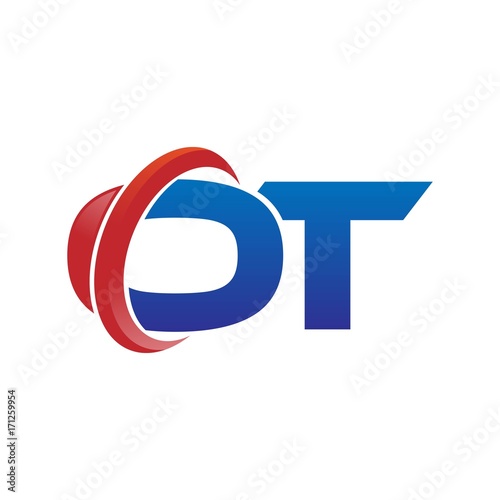 modern vector initial letters logo swoosh ot red blue photo