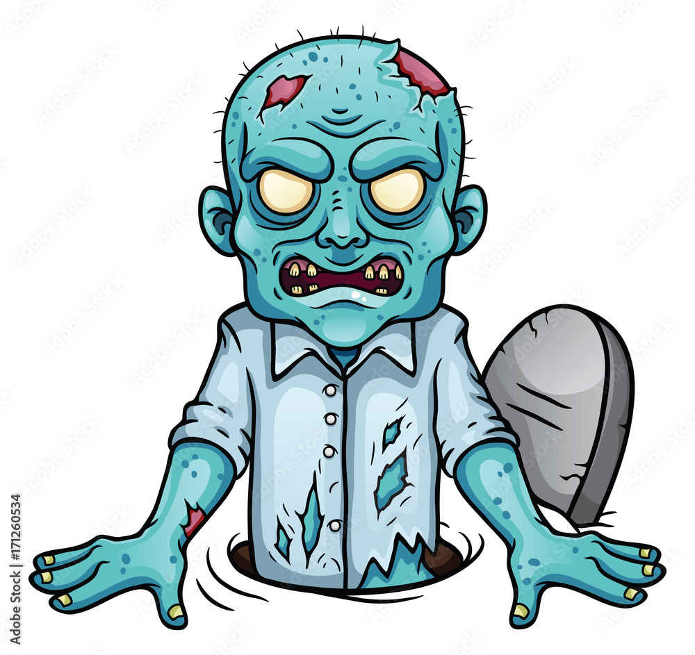 Cartoon zombie climbs out of the grave Stock Vector | Adobe Stock