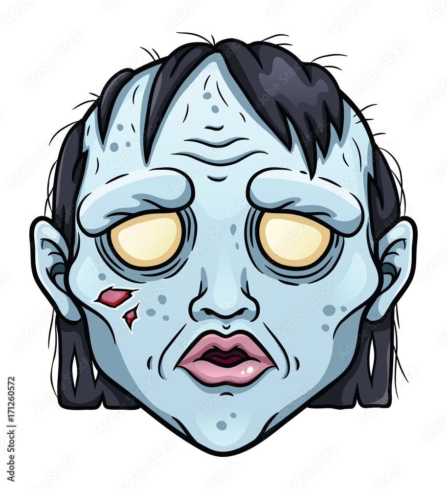 Cartoon zombie woman head Stock Vector | Adobe Stock