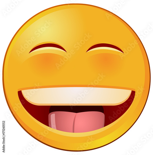 Laughing emoji or emoticon vector image