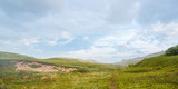 A trail along the green valley of the tundra in the north of Russia