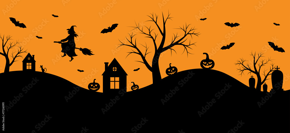 Halloween banner with witch