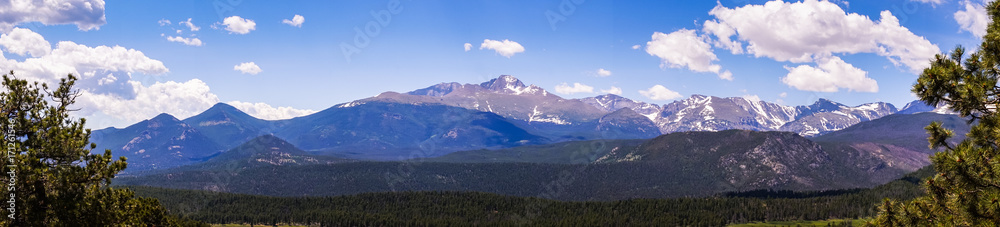 Sunny mountain valley. Travel to the Rocky Mountain National Park. Colorado, United States Sunny mountain valley. Travel to the Rocky Mountain National Park. Colorado, United States