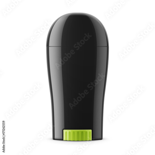 Black glossy dry deodorant stick.