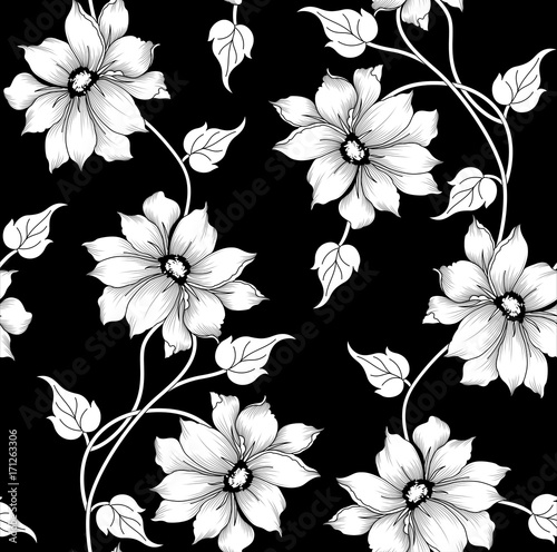 czarno-bialy-wzor-kwiatowy-na-czarnym-tle
