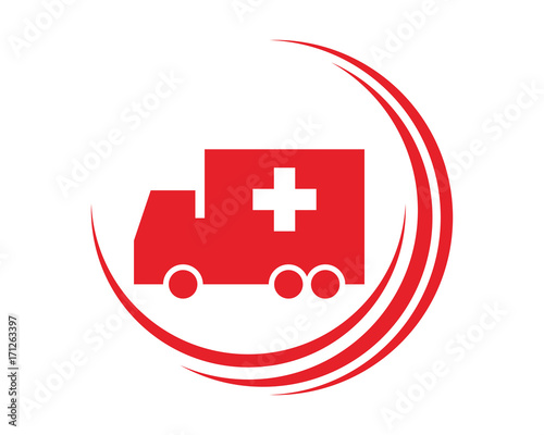 red silhouette ambulance healthcare medical pharmacy icon image vector