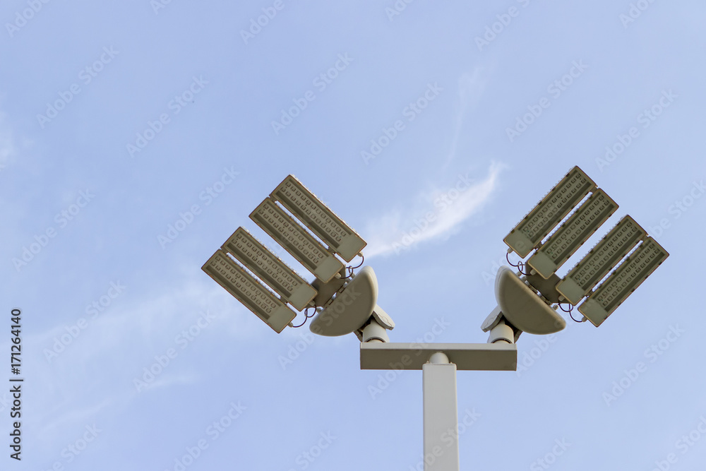 Light tower LED with Blue Sky Background and multi light Light tower LED with Blue Sky Background and multi light