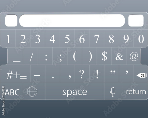 Modern smartphone keyboard of numbers buttons. Mobile keyboard. Vector illustration