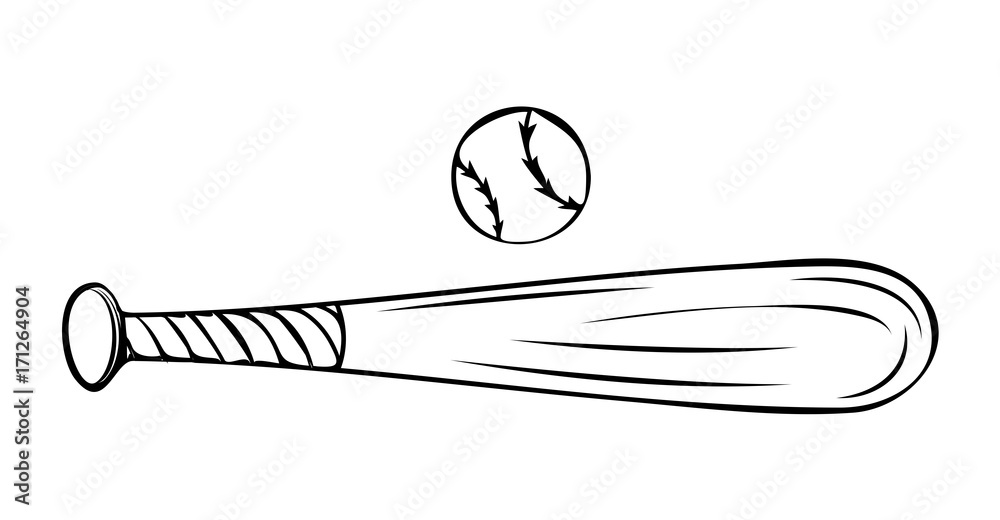 Baseball Bat Vector Drawing Stock Vector | Adobe Stock