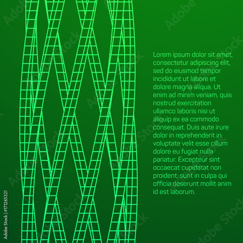 Low poly truss structure wireframe mesh background. Scinece and tech vector illustration.