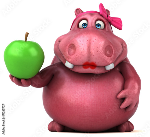 Pink Hippo - 3D Illustration