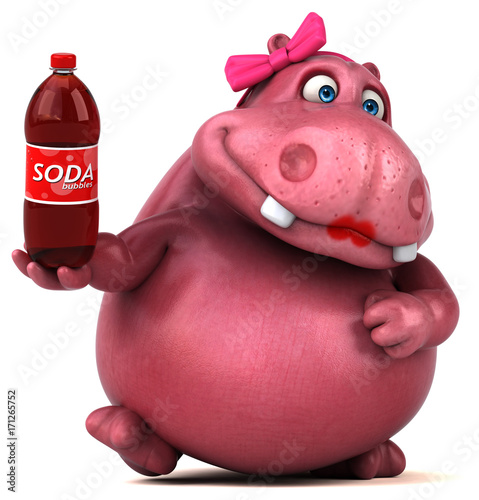 Pink Hippo - 3D Illustration